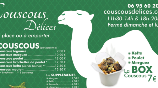 Création enseigne restaurant fast food, Couscous Délices - Rochefort, Charente-Maritime (17)